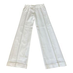 Women's Long Elegant Legs Ivory White Wide-Leg Pants Size  4